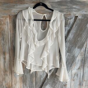 For Love And Lemons Cream Ruffle Blouse